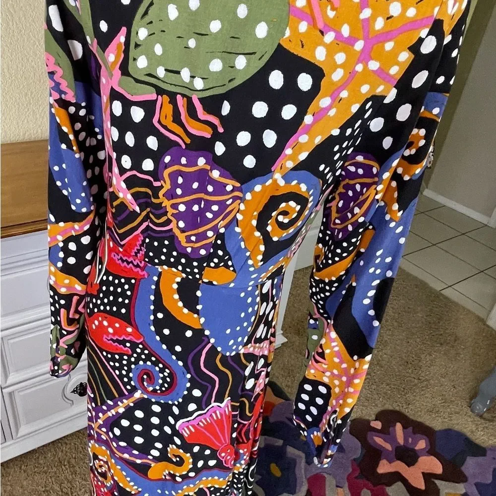 FarmRio under the sea/plunge neckline/maxi